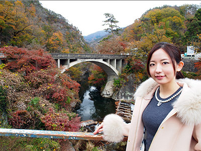 Encounter the beautiful scenery of a bridge spanning a valley
